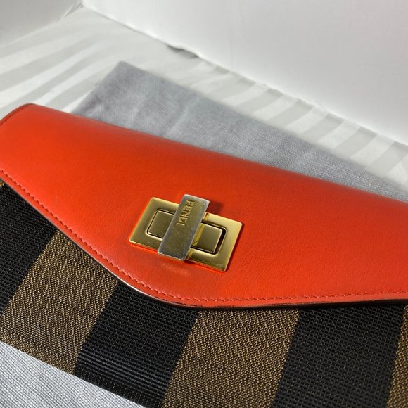 Authentic Fendi Leather & Canvas Turn lock Wallet with Dust Bag - Picture 2 of 16